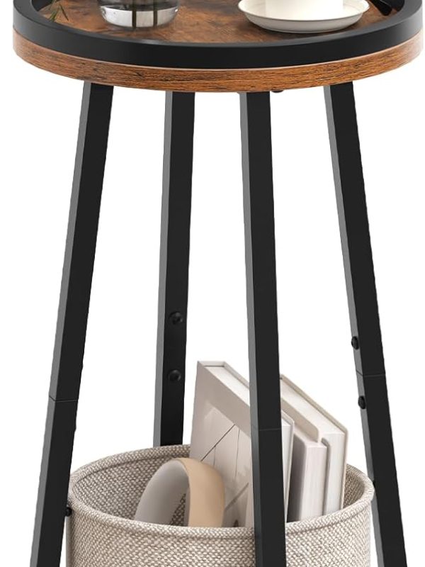 Round side table with storage basket