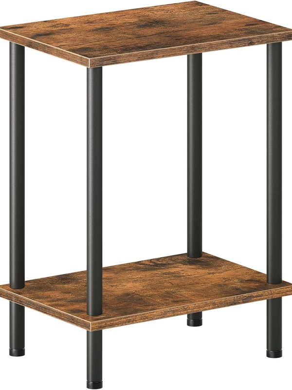 Side table with storage shelves